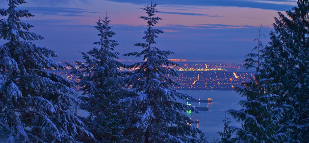 View across Vancouver from the North Shore mountains
